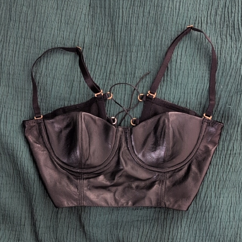 Black Leather Bustier Top